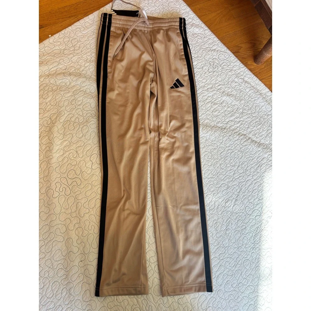 Adidas Mens 3-Stripes Training‎ Pants Warm Sandstone Tan Black Size Small